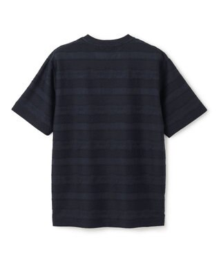 JOSEPH HOMME 新柄【ストレッチ/洗える】ジャガードボーダー　クルーネックTシャツ ネイビー系