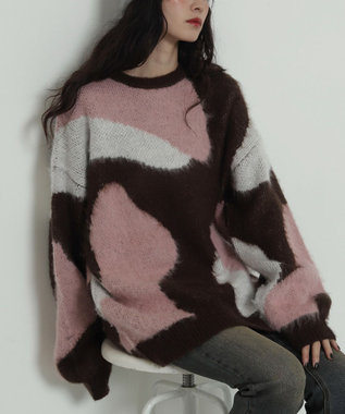  【2025年秋冬新作】シャギーパターンニットBIGプルオーバー