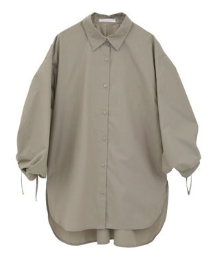 Green Parks イージーケア袖シャーリングシャツ Beige