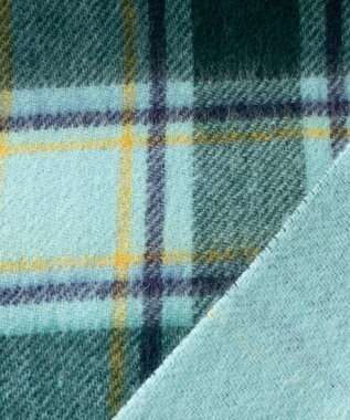 AURORA WEB限定 ウール リバーシブル プチマフラー グリーンチェック×ターコイズ