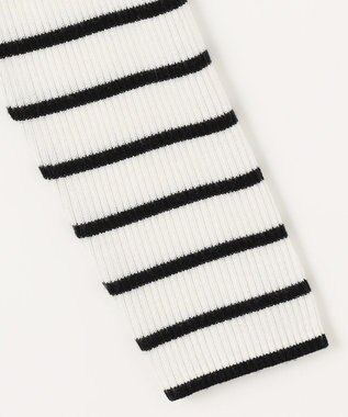 ANY ウールブレンドリブニット オフベース×ブラックラインボーダー