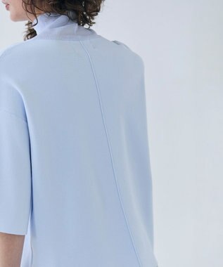 BEIGE， 【洗える】LAURA / 半袖タートルニットトップス Sax