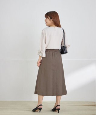 Tiaclasse L 【洗える】リボンフレアスリーブブラウス アイボリー