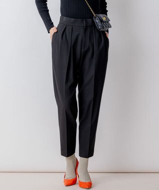 組曲 S 2WAYウォームストレッチ テーパード パンツ ブラック系