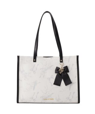 Maison de FLEUR すずらんプリントスクエアトートバッグ Black