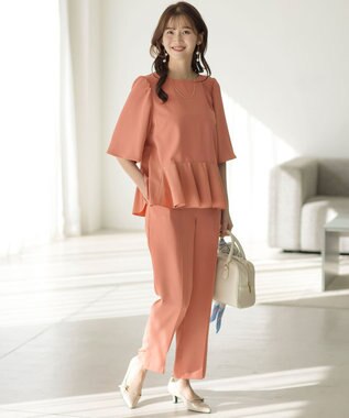 ANY SIS 【撥水・接触冷感・UVカット】コンフォートイージーペプラム  ブラウス オレンジ