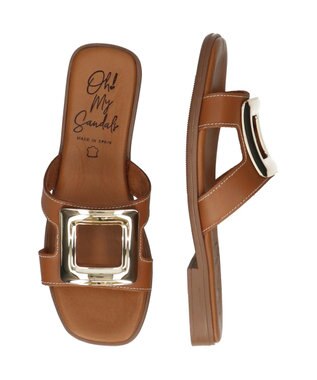 INTER-CHAUSSURES 【Oh my Sandals】メタルバックルフラットサンダル ブラウン