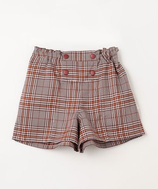 組曲 KIDS 【150-160cm】Chocolat de check キュロット ワイン×オレンジ系4
