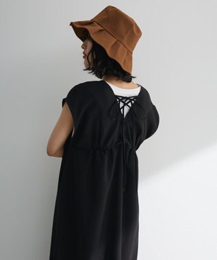 Green Parks フレンチスリーブレースアップジャンスカ Black