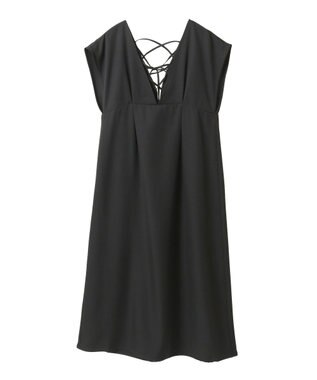 Green Parks フレンチスリーブレースアップジャンスカ Black