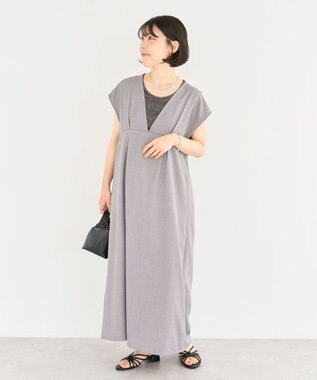 Green Parks フレンチスリーブレースアップジャンスカ Light Gray