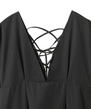 Green Parks フレンチスリーブレースアップジャンスカ Black