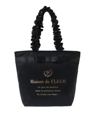 Maison de FLEUR ブランドロゴフリルハンドルトートMバッグ Black