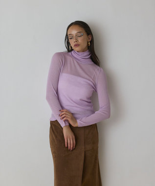 GRACE CONTINENTAL シアーリブニットトップ