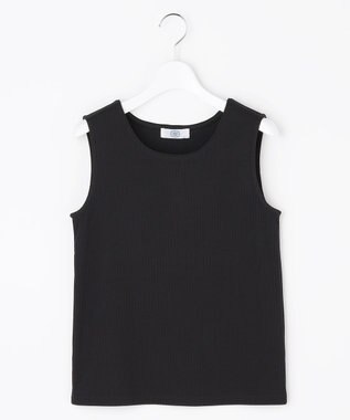 J.PRESS LADIES S 針抜きフライス ノースリーブ カットソー ブラック系