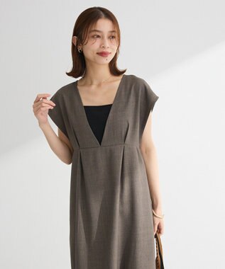 Green Parks フレンチスリーブレースアップジャンスカ Mocha