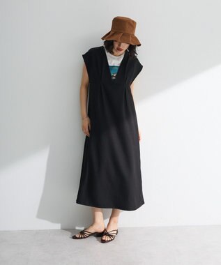 Green Parks フレンチスリーブレースアップジャンスカ Black