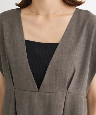 Green Parks フレンチスリーブレースアップジャンスカ Mocha