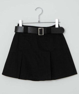 WEGO ベルト付チノプリーツスカパン ブラック