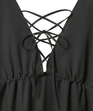 Green Parks フレンチスリーブレースアップジャンスカ Black