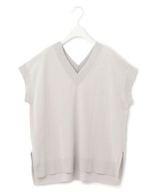 ICB 【洗える】 ガスコットンハイゲージ Vネックニット ライトグレー系