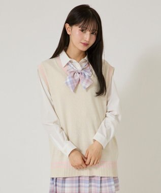 WEGO 【SCHOOLITEM】ラインスクールニットベスト ホワイトその他