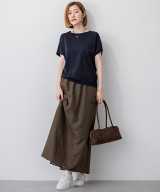 23区 【洗える】レーヨンポリエステルストレッチ プルオーバー ラメニット ネイビー系