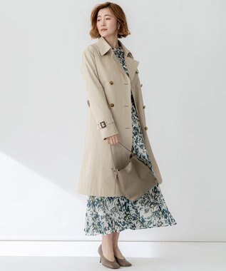 23区 【洗える】ニュアンスフラワー プリント ブラウス ダークグリーンプリント