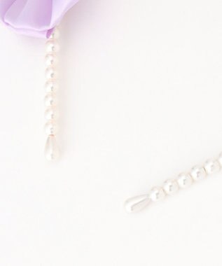 ANY KIDS サテンリボン×パール キッズカチューシャ ラベンダー