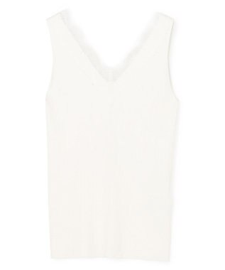 BEIGE， 【VERY NaVY掲載】RUBY / レーストリム リブタンクトップ Ecru