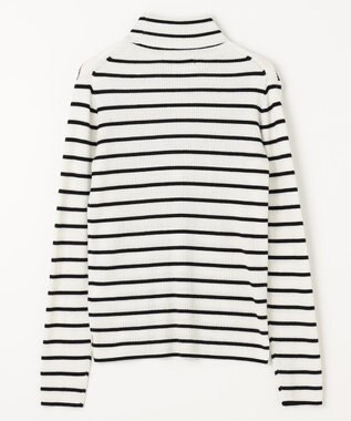 ANY ウールブレンドリブニット オフベース×ブラックラインボーダー