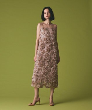 GRACE CONTINENTAL フラワーembドレス ベージュ