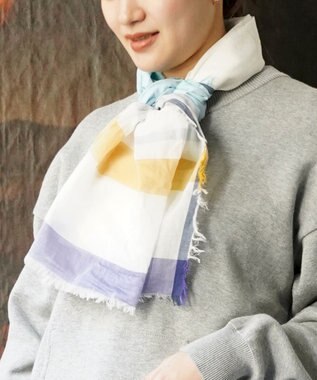 POLS 播州織 極細コットンストール アイスブルー