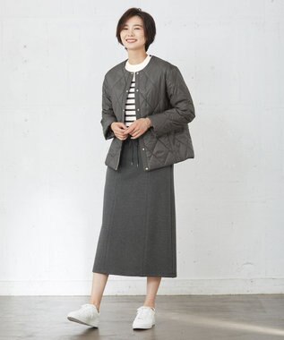 J.PRESS LADIES 【洗える】デュアルウォームポンチ スカート グレー系