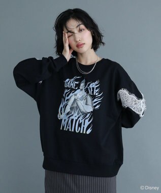 Green Parks VILLAINS/レースドッキングプリントスウェット White