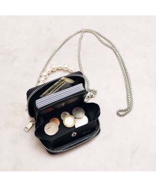 UNBILLION VERYコラボ ペルケ perche / 牛革パールハンドルジャバラウォレット ブラック