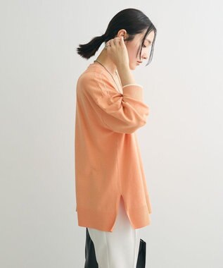 Green Parks アンチピリングライン入りニットプルオーバー Orange