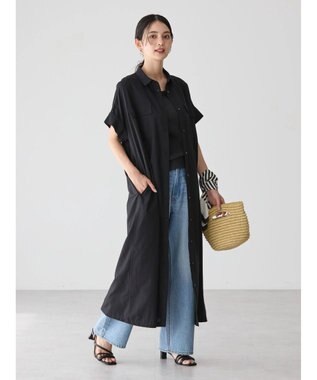 AMERICAN HOLIC 接触冷感＋ＵＶカットＷポケットシャツワンピース Black