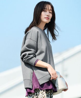 ANY L 【WEB限定】サテンコンビペプラムカットソー ワイン