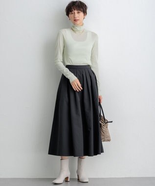 23区 【撥水加工/洗える】ハイマルチタフタ タックスカート グレー系