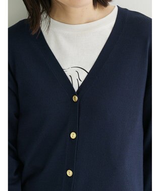 Green Parks ゴールド釦ニットカーディガン Navy