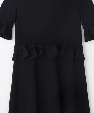 自由区 【カトリエムブーケ】Ruche フリルディテールニットドレス ブラック