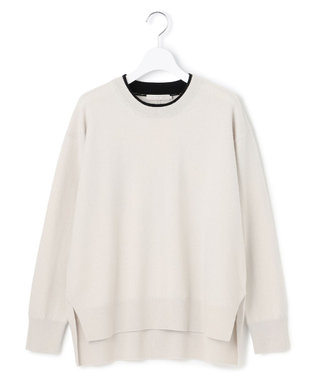 ICB 【新色追加】ソフトカシミヤミックス クルーネックニット トープ［ブラック配色］