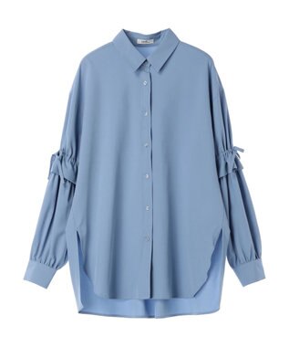 earth music&ecology ギャザースリーブシャツ Blue