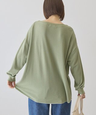AMERICAN HOLIC 【選べる丈】ヘンリーネックワッフルメロープルオーバー Light Green