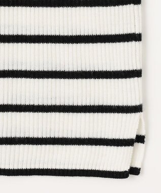 ANY ウールブレンドリブニット オフベース×ブラックラインボーダー