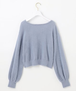 ANY SIS 【全方位 好印象】ラメフェザーニット×フラワースカート セット ブルー