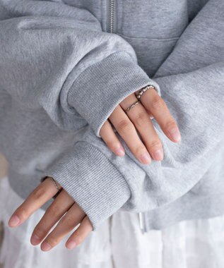 WEGO グラフィックBIGZIPパーカー 杢グレー