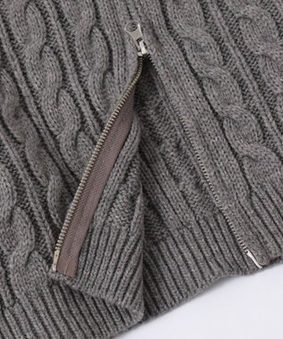 WEGO フェイクファー付きケーブルニットパーカー グレー