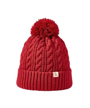 MIKI HOUSE HOT BISCUITS 【46-56cm】 ぼん天付きケーブル編みニット帽子 赤